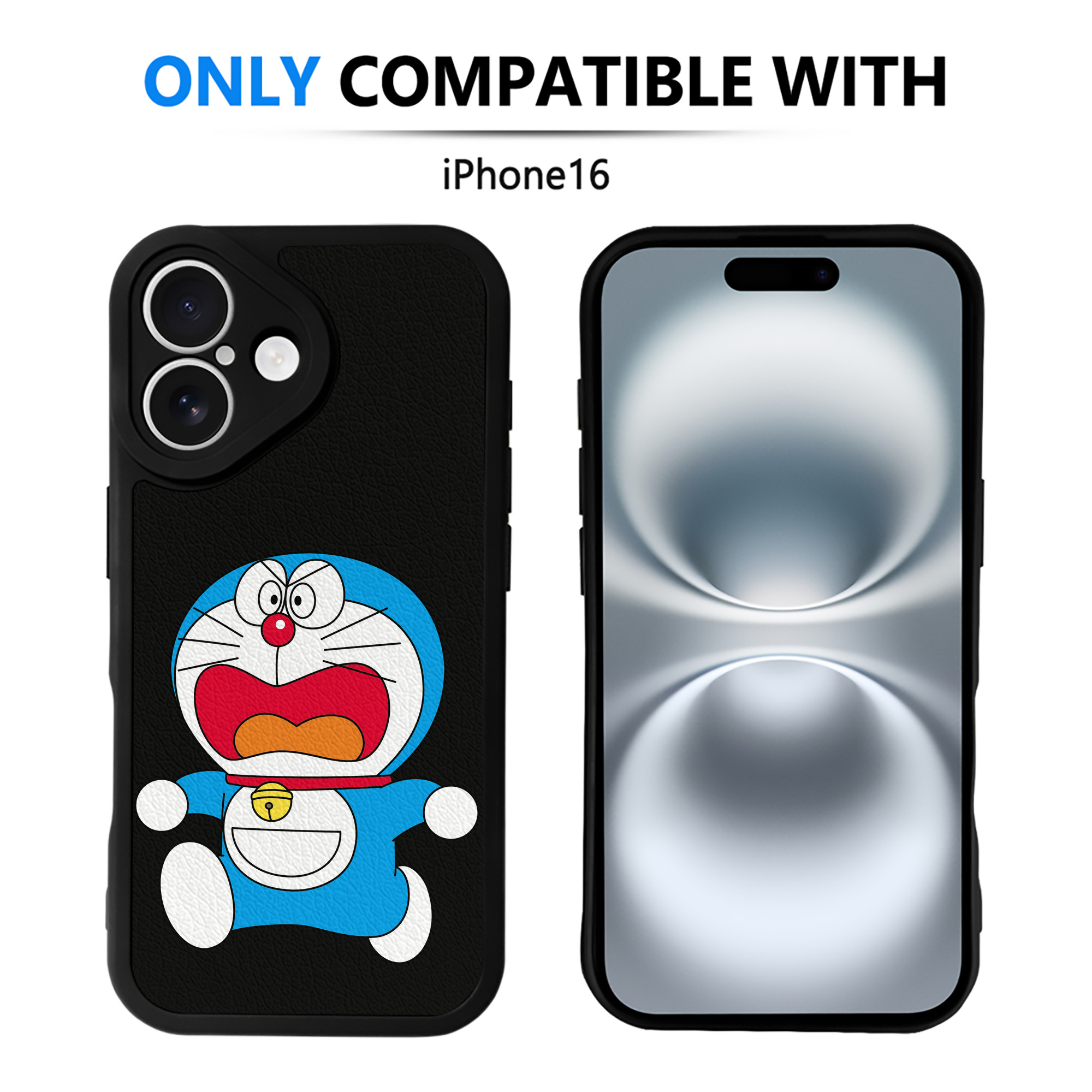 （画像用） ドラえもん Doraemon 【iPhone 16シリーズ対応】シリコンスマホケース（レザー調） 材質：シリコン